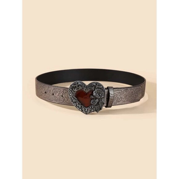 NEW SHEIN‎ Flower Detail Heart Decor Belt With Hole Punch - Picture 2 of 7